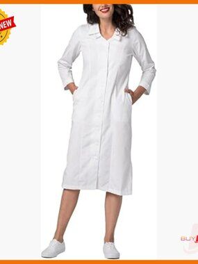 Classic Fit Scrub Dress with Embroidered Collar, Side Pockets